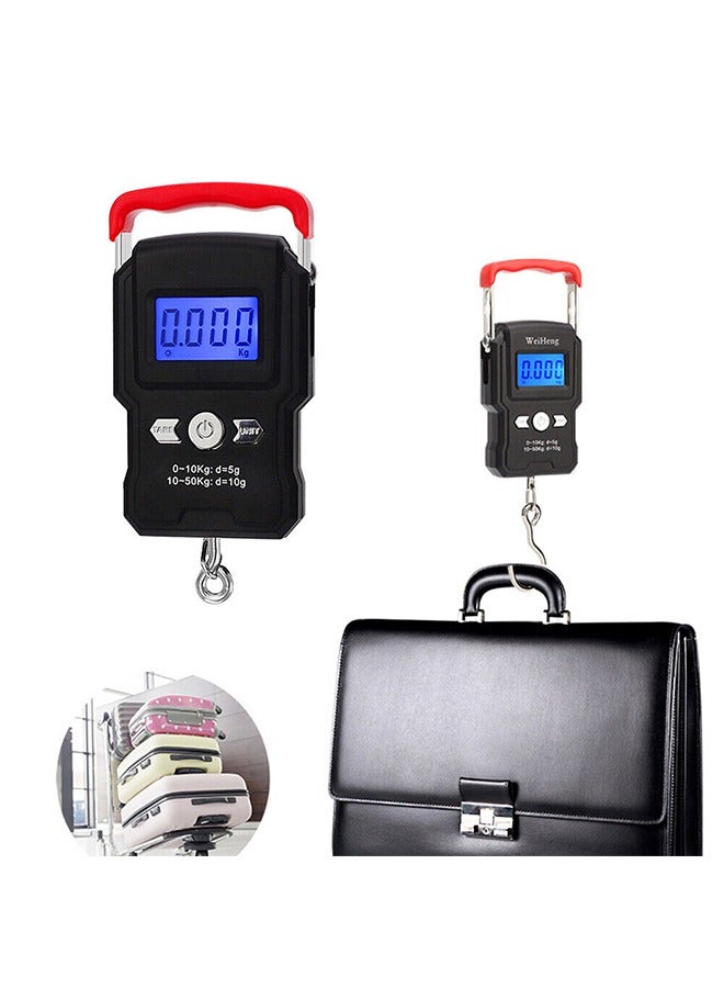 وي هانج ميزان إلكتروني صغير لوزن الأمتعة - 50 كجم/5 جم مع شاشة LCD مضيئة وخطاف تعليق للسفر - Image 4