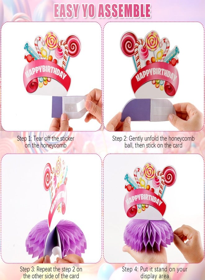 Ufurty Candy Party Honeycomb Centerpieces, 8 PCS Candy Themed Birthday Party Decorations Double-sided Printing Lollipop Table Topper Signs Sweet Candy Table Centerpieces for Kids Girls Boys Party Decor - Image 4