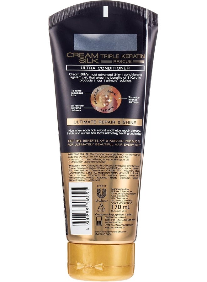 Cream Silk Triple Keratin Rescue Ultimate Repair & Shine Conditioner, 170ml - Image 2