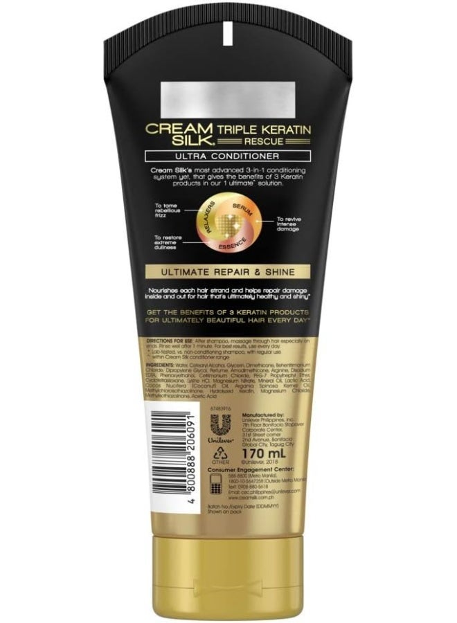 Cream Silk Triple Keratin Rescue Ultimate Repair & Shine Conditioner, 170ml - Image 3