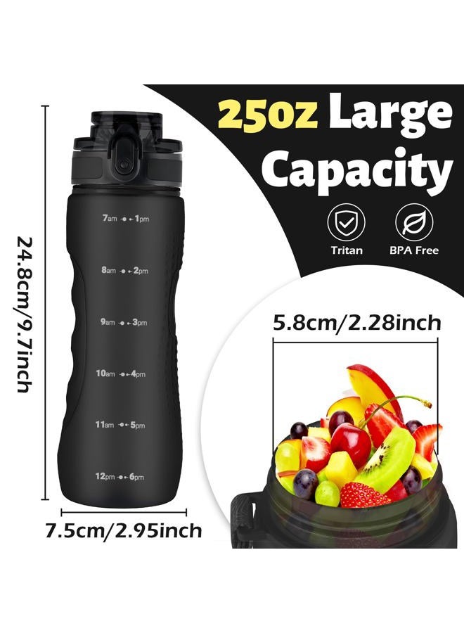 OLDLEY 25 oz Water Bottle, Motivational Water Bottle with Time Marker, Sports Water Bottle With Strap, Leakproof & BPA Free Large Water Bottles for School, Gym, Travel, Outdoor, Tritan,Black - Image 5