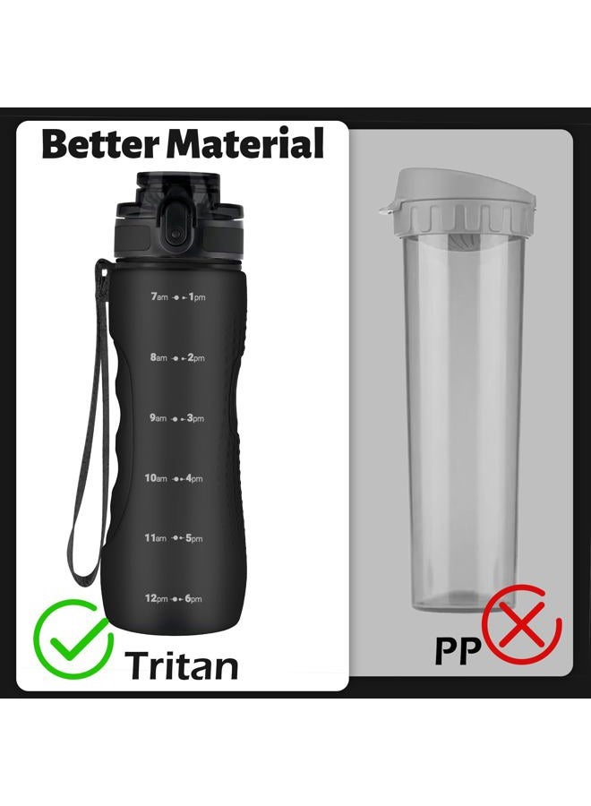 OLDLEY 25 oz Water Bottle, Motivational Water Bottle with Time Marker, Sports Water Bottle With Strap, Leakproof & BPA Free Large Water Bottles for School, Gym, Travel, Outdoor, Tritan,Black - Image 3