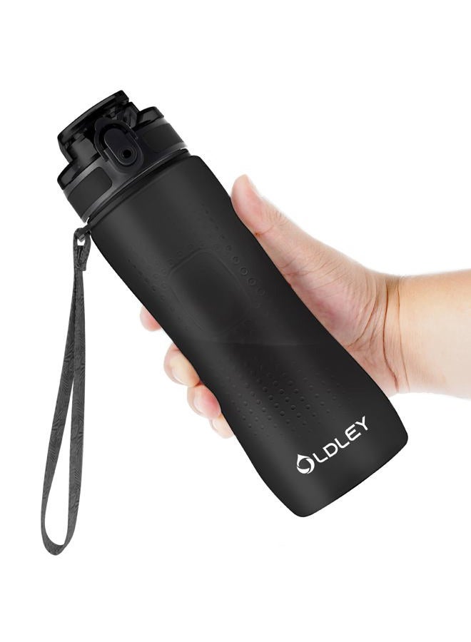 OLDLEY 25 oz Water Bottle, Motivational Water Bottle with Time Marker, Sports Water Bottle With Strap, Leakproof & BPA Free Large Water Bottles for School, Gym, Travel, Outdoor, Tritan,Black - Image 1