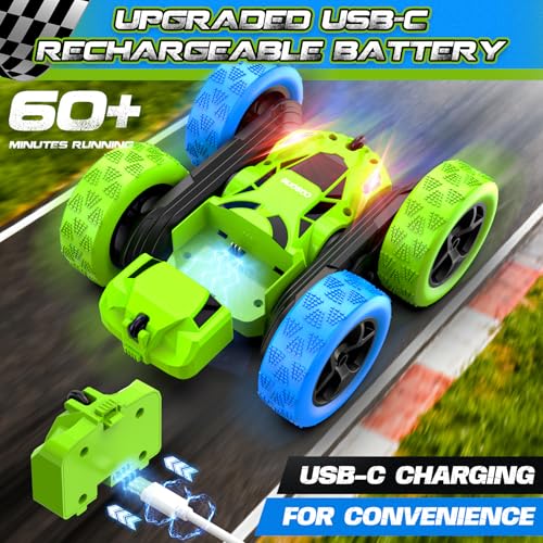 cosone Remote Control Car for Kids Ages 6 RC Cars Stunt Car Toy 4WD Double Sided 360 Rotating Remote Control with Headlights Birthday Xmas Gifts for Boys 6 7 8 9 10 11 12 Easter Basket Stuffers - Image 5
