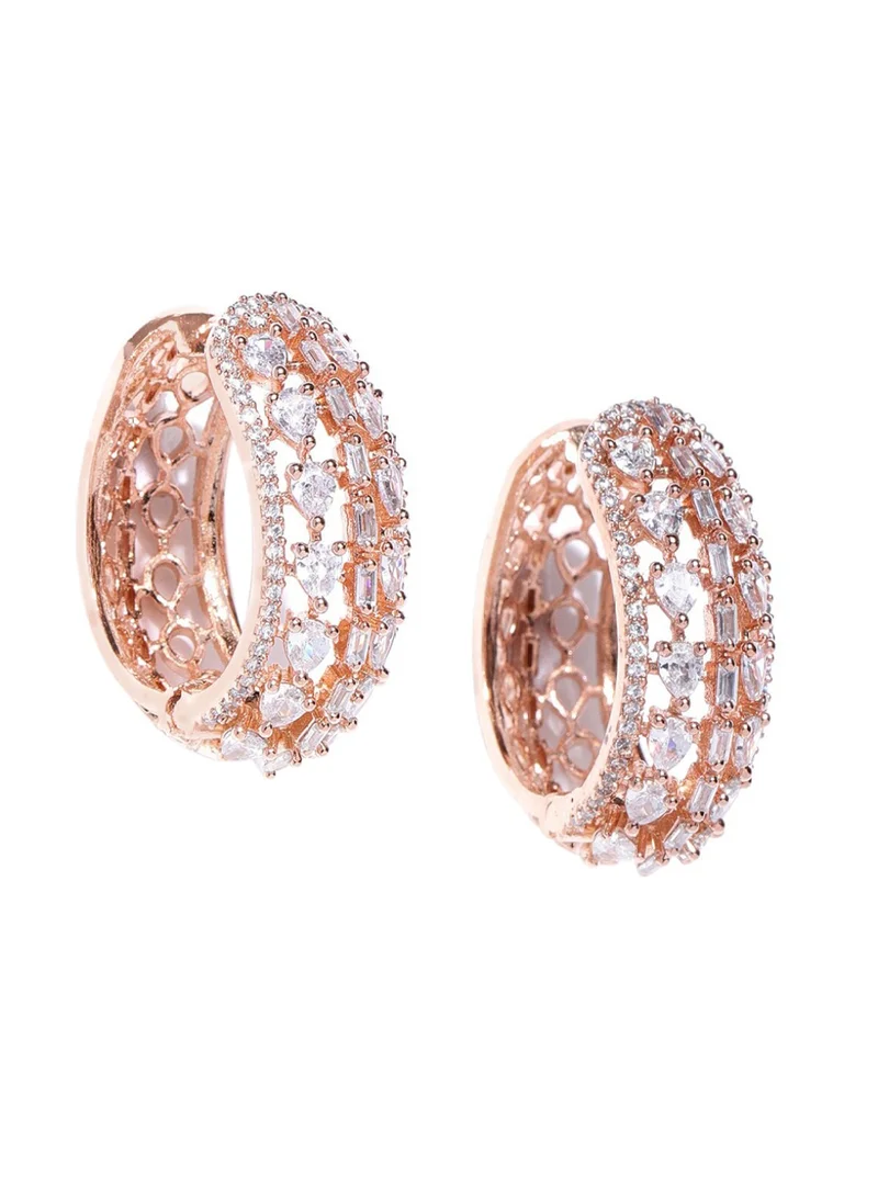 Priyaasi Women Rose Contemporary Hoop Earrings