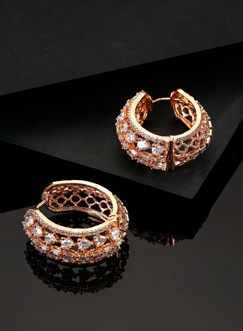 Priyaasi Women Rose Contemporary Hoop Earrings