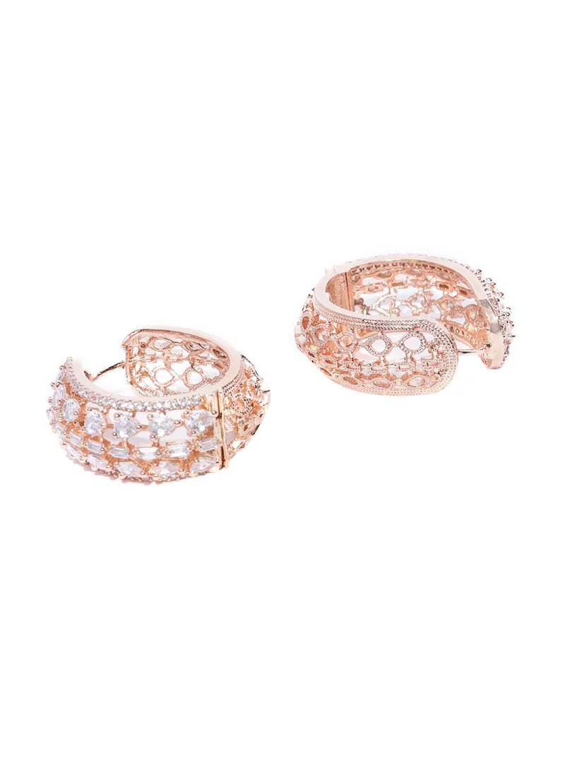Priyaasi Women Rose Contemporary Hoop Earrings