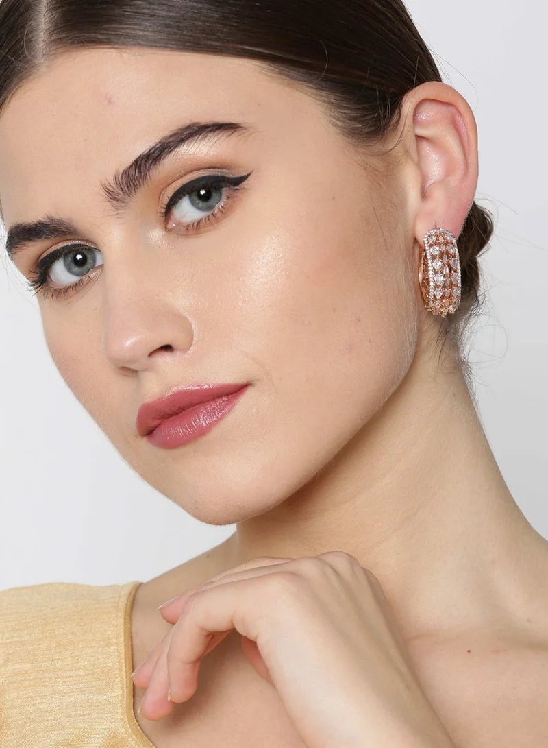 Priyaasi Women Rose Contemporary Hoop Earrings