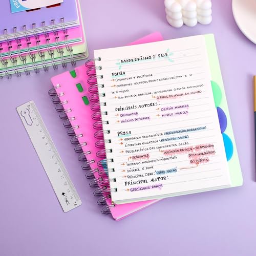 FLYING EAGLE Hardcover Spiral Notebooks for Work, A5 Small Notebook 5x7 with Dividers, Multi 5 Subject Wide Ruled, 204 Pages Lined Journal for Women, Violet - Image 4