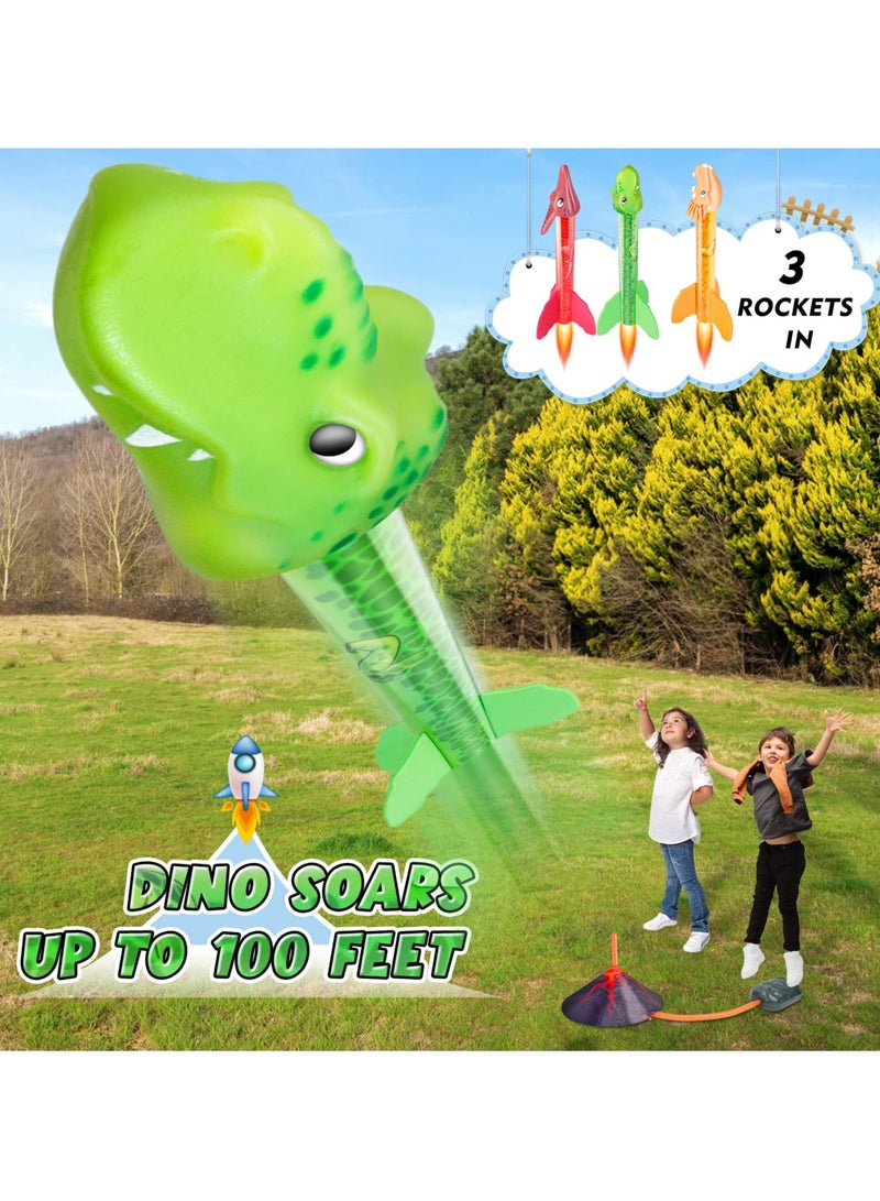 SYOSI Dinosaur Rocket Toy Launcher, Stomp Toy Rocket for Kids Boys Toys Age 3-8 Year Old Kids Rocket Launcher Toy with 3 Dinosaur Rockets - Image 2
