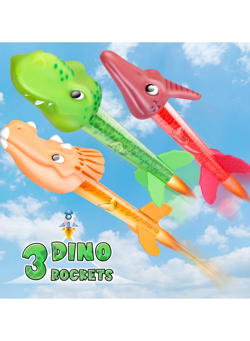 SYOSI Dinosaur Rocket Toy Launcher, Stomp Toy Rocket for Kids Boys Toys Age 3-8 Year Old Kids Rocket Launcher Toy with 3 Dinosaur Rockets - Image 3