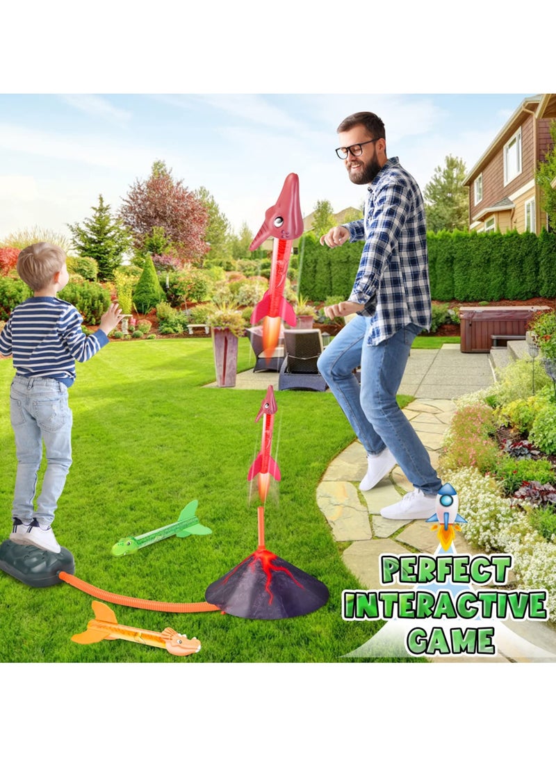 SYOSI Dinosaur Rocket Toy Launcher, Stomp Toy Rocket for Kids Boys Toys Age 3-8 Year Old Kids Rocket Launcher Toy with 3 Dinosaur Rockets - Image 5