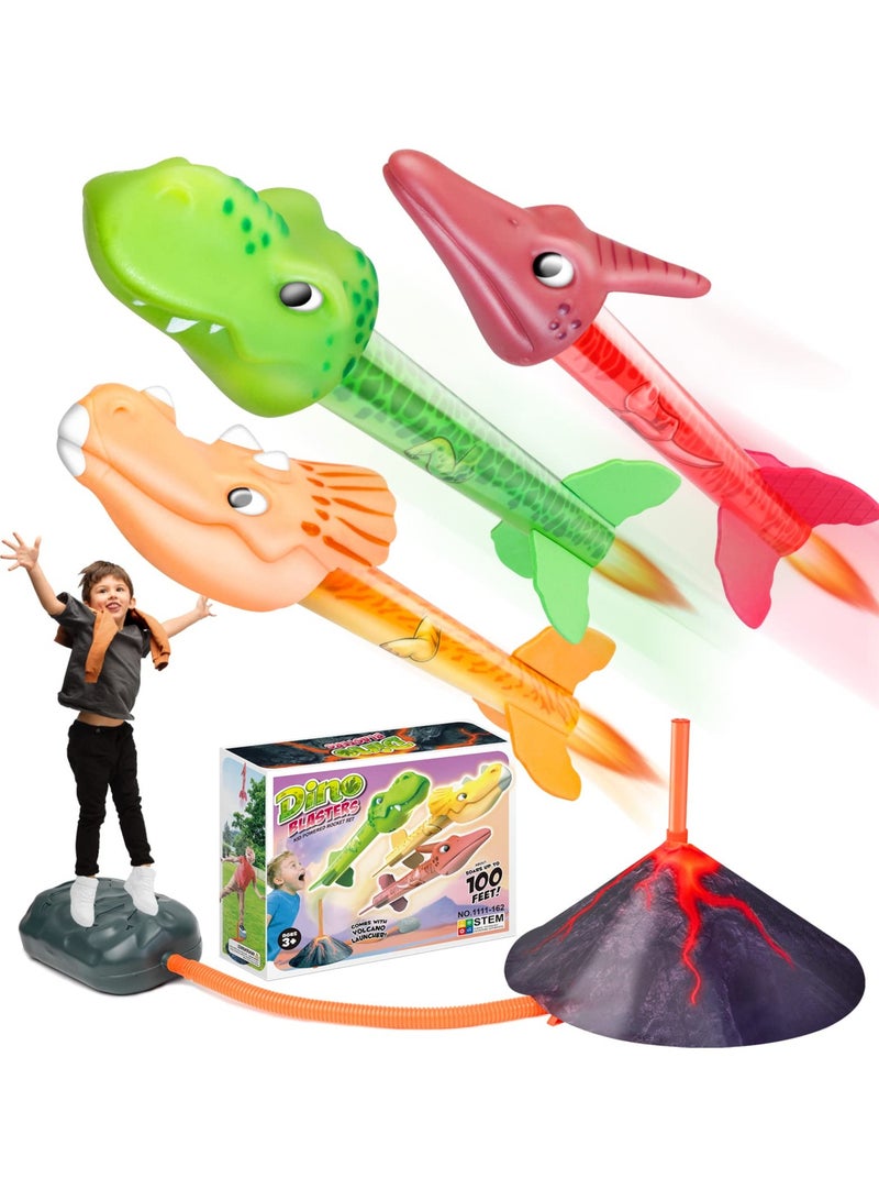 SYOSI Dinosaur Rocket Toy Launcher, Stomp Toy Rocket for Kids Boys Toys Age 3-8 Year Old Kids Rocket Launcher Toy with 3 Dinosaur Rockets - Image 1
