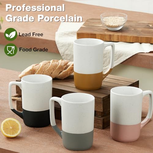 Gencywe Large Ceramic Coffee Mug Set of 4, 16 oz Tea Cups with Handle, Porcelain Mug for Latte, Hot Tea, Cappuccino, Milk, Cocoa, Microwave & Dishwasher Safe Cups for Men Women Mug Lovers, Housewarming Gift - Image 5