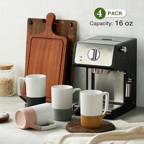 Gencywe Large Ceramic Coffee Mug Set of 4, 16 oz Tea Cups with Handle, Porcelain Mug for Latte, Hot Tea, Cappuccino, Milk, Cocoa, Microwave & Dishwasher Safe Cups for Men Women Mug Lovers, Housewarming Gift - Image 4
