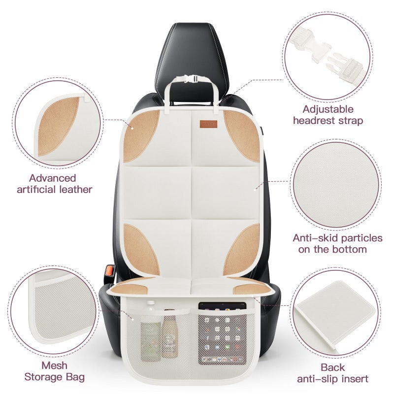 smartelf SMART ELF Car Seat Protector, 2Pack Seat Protector Protect Child Seats with Thickest Padding and Non-Slip Backing Mesh Pockets for Baby and Pet,Sedan SUV Truck (Beige Brown) - Image 2