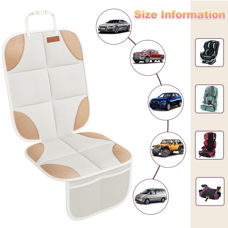 smartelf SMART ELF Car Seat Protector, 2Pack Seat Protector Protect Child Seats with Thickest Padding and Non-Slip Backing Mesh Pockets for Baby and Pet,Sedan SUV Truck (Beige Brown) - Image 3