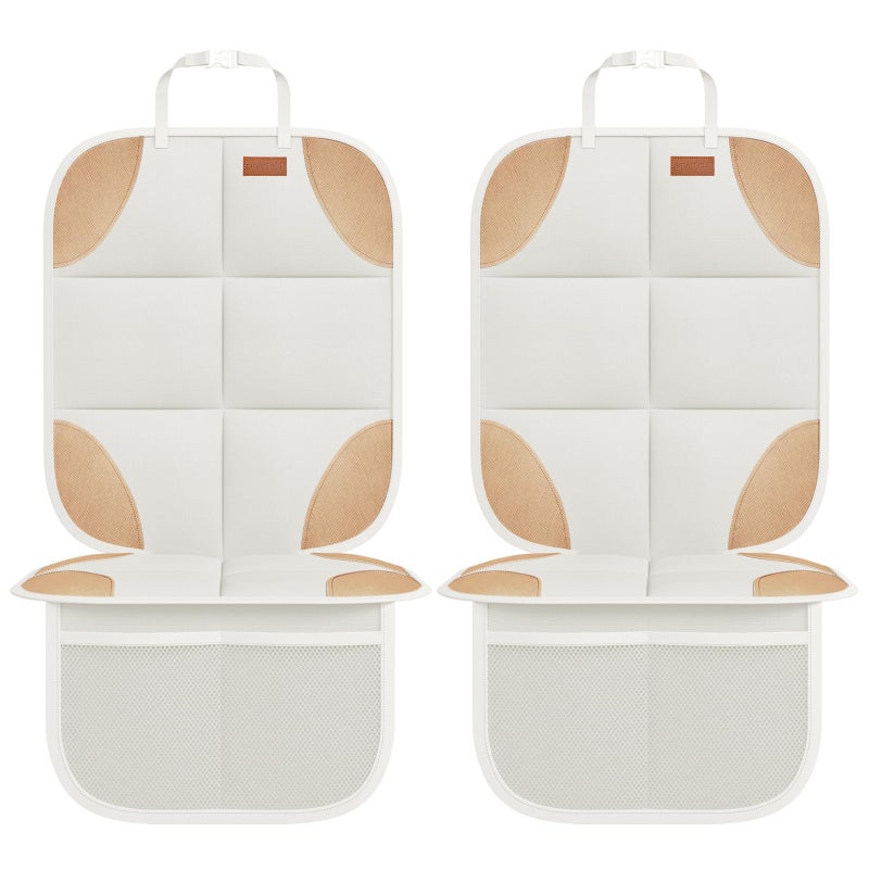 smartelf SMART ELF Car Seat Protector, 2Pack Seat Protector Protect Child Seats with Thickest Padding and Non-Slip Backing Mesh Pockets for Baby and Pet,Sedan SUV Truck (Beige Brown) - Image 1
