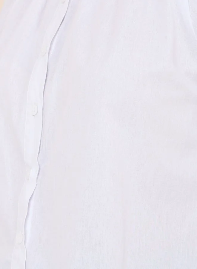 Styli Puff Sleeves Button Through Regular Fit Blouse