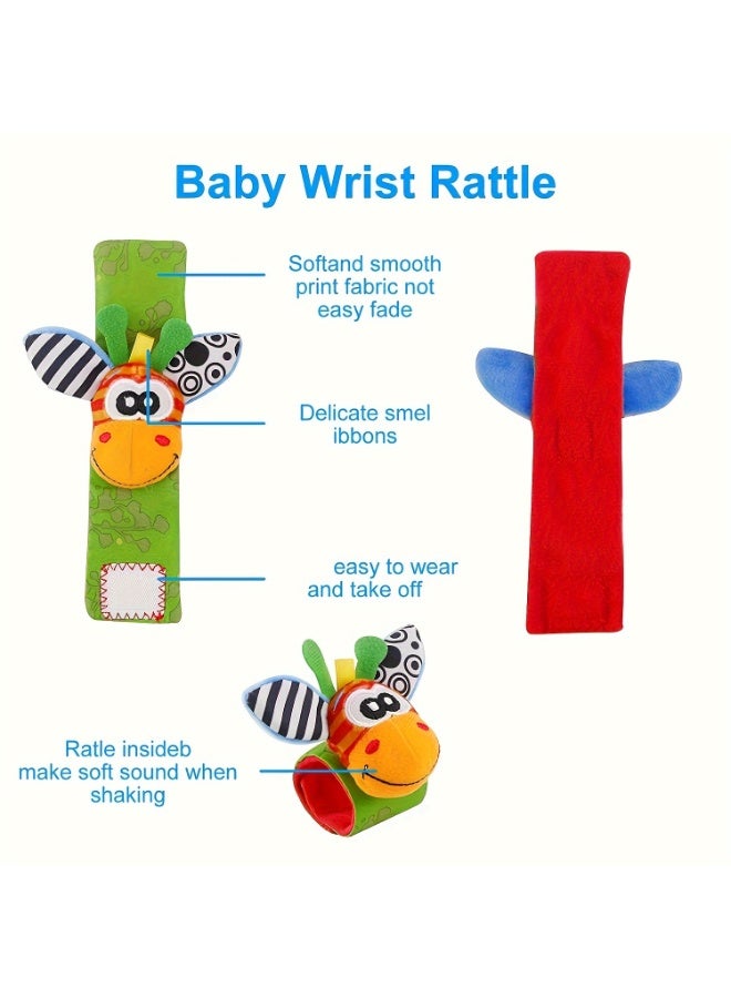 4 قطع جوارب معصم للأطفال حديثي الولادة بتصميم حيوانات كرتونية - جوارب داخلية لطيفة ومريحة للأطفال - ألوان مختلطة متنوعة - هدية ساعات دمى للأولاد والبنات - Image 3