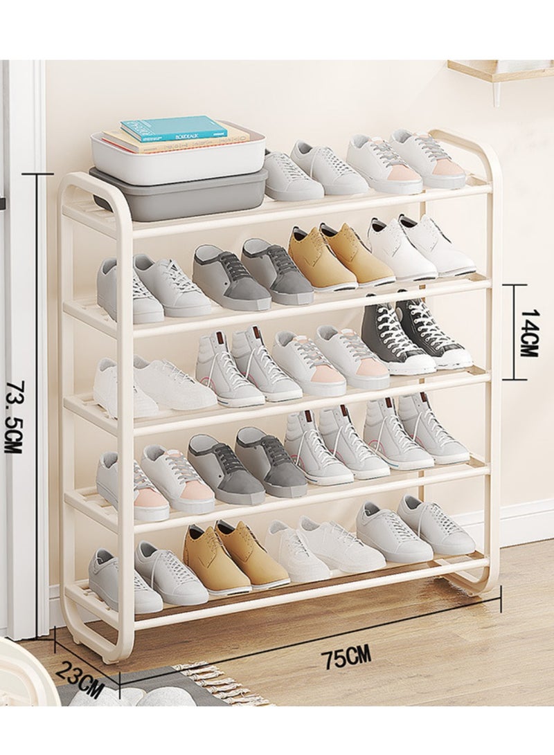 ميكسد رف أحذية معدني مكون من 5 طبقات، منظم تخزين أحذية قابل للتعديل، تخزين أحذية قابل للتكديس، للمدخل، الرواق، غرفة المعيشة، الخزانة، أسود