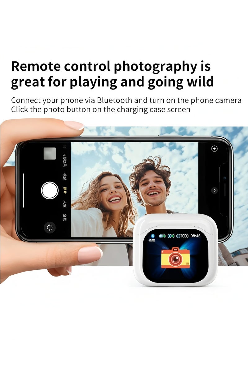 Flyview Wireless Bluetooth 5.4 Headphones Touch Screen Earbuds ENC Call Noise Cancelling In-Ear Headphones USB Charging Case Earbuds Waterproof IPX5 - Image 2