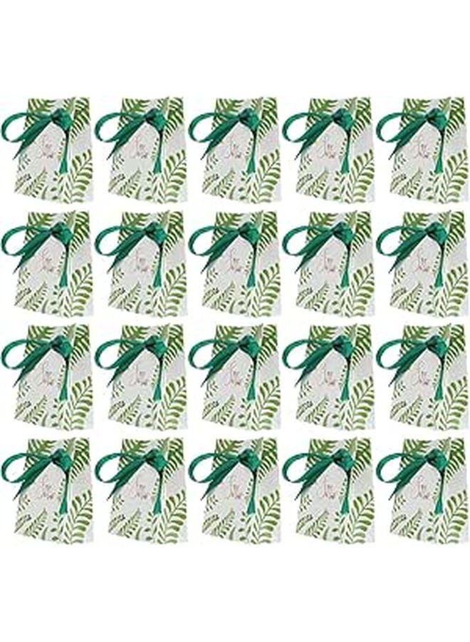 Blue Green Wedding Candy Boxes Paper Leaf Handle Bags 20pcs Baking Packaging - Image 1