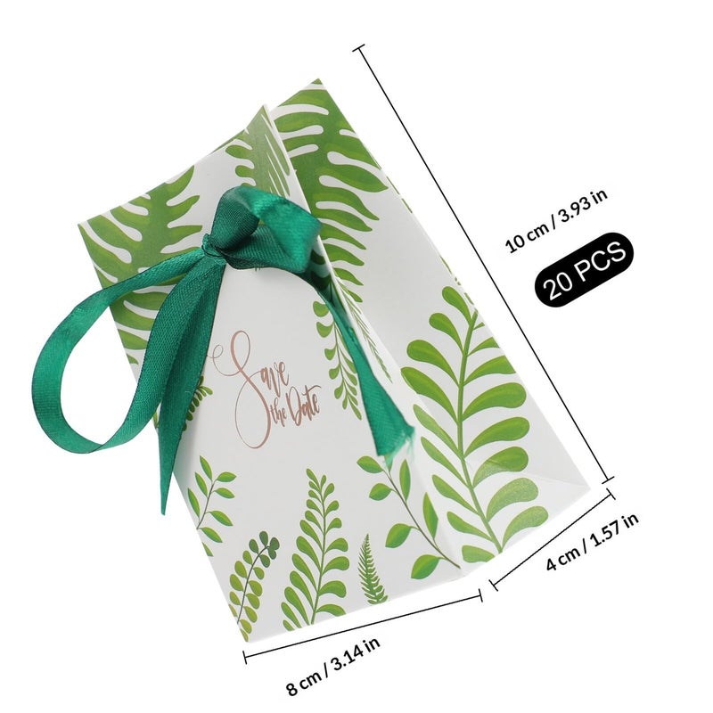 Blue Green Wedding Candy Boxes Paper Leaf Handle Bags 20pcs Baking Packaging - Image 3