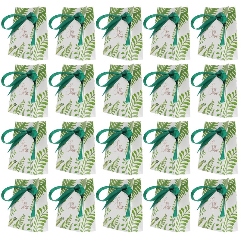 Blue Green Wedding Candy Boxes Paper Leaf Handle Bags 20pcs Baking Packaging - Image 2