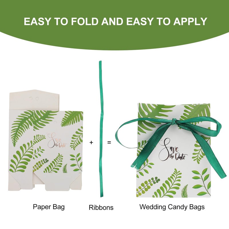 Blue Green Wedding Candy Boxes Paper Leaf Handle Bags 20pcs Baking Packaging - Image 4