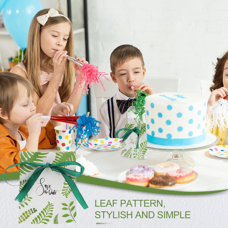 Blue Green Wedding Candy Boxes Paper Leaf Handle Bags 20pcs Baking Packaging - Image 5