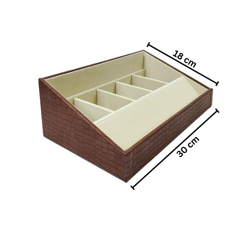 La Trove 5 Slot Brown Leather Belt Organizer Taper Tray for Wardrobe Closet - Image 3