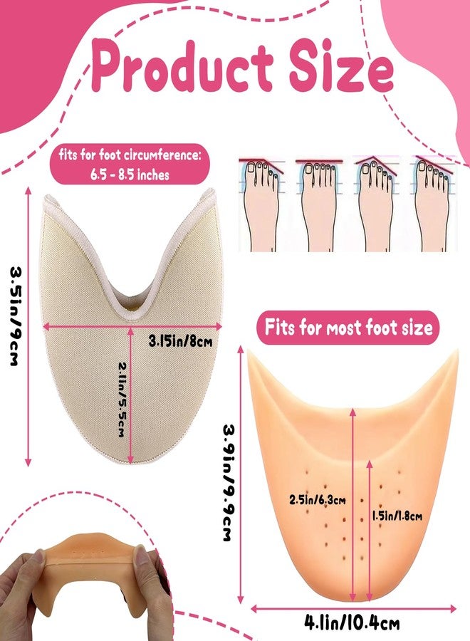 Mtuiewo 4 Pairs Toe Pads for Pointe Shoes(2 Pairs Cotton Pointe Shoe Toe Pads & 2 Pairs Silicone Gel Pads Pointe Shoes Protectors), Ballet Dance Toe Pad, High Heels Toe Caps, for Foot Metatarsal Protection - Image 3