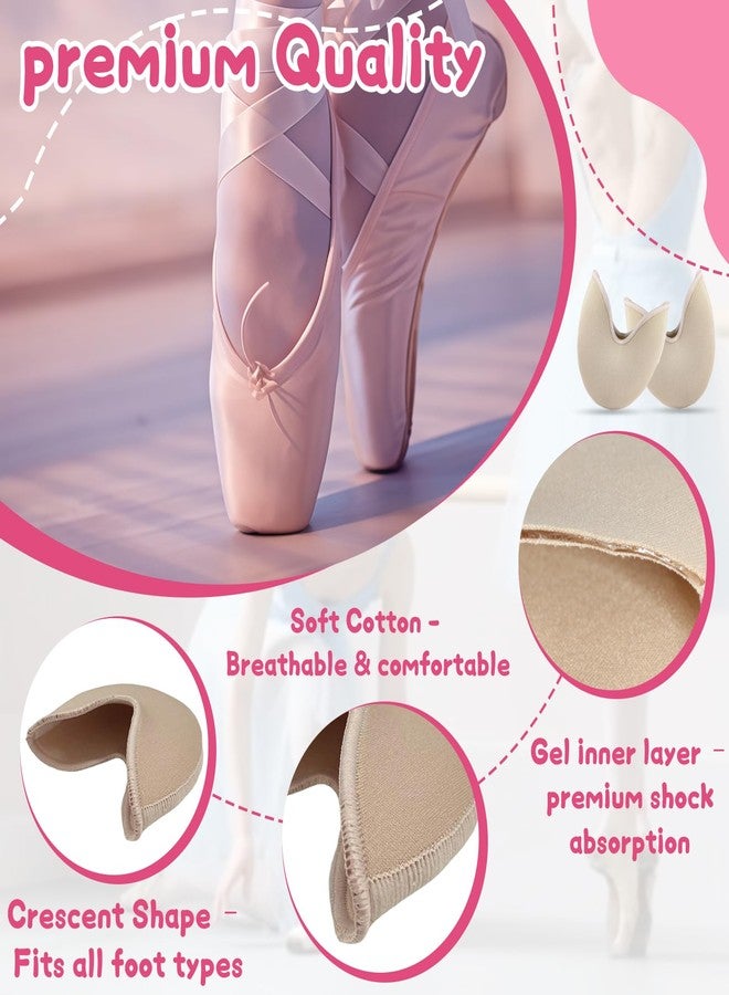 Mtuiewo 4 Pairs Toe Pads for Pointe Shoes(2 Pairs Cotton Pointe Shoe Toe Pads & 2 Pairs Silicone Gel Pads Pointe Shoes Protectors), Ballet Dance Toe Pad, High Heels Toe Caps, for Foot Metatarsal Protection - Image 4