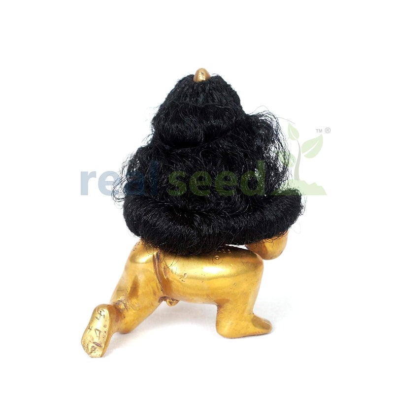 Real Seed شعر صناعي ميكروفايبر حقيقي ل لادو غوبال أسود - Image 1