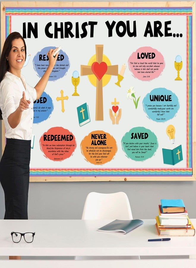 Naozinebi Christian Jesus Bulletin Board Decoration Set Religious Cross Bible Paper Cutouts You are Positive Inspirational Motivational Borders Sunday Church Fall Winter School Classroom Prayer Board Supplies - Image 5