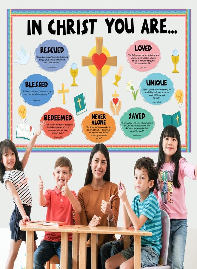 Naozinebi Christian Jesus Bulletin Board Decoration Set Religious Cross Bible Paper Cutouts You are Positive Inspirational Motivational Borders Sunday Church Fall Winter School Classroom Prayer Board Supplies - Image 4
