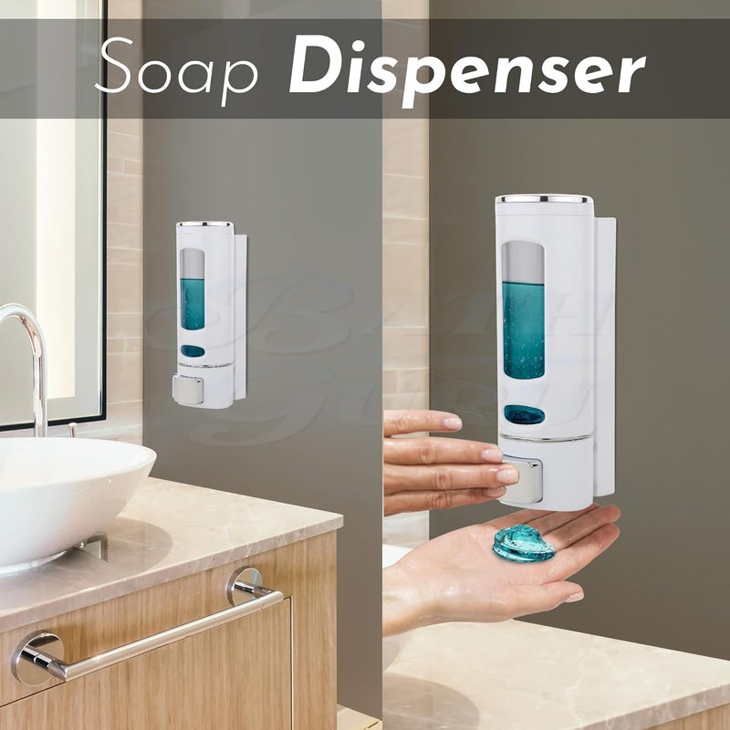 BATH GURU Abs Wall Mounted Shampoo Sanitizer Lotion Hand Dish Wash Gel Liquid Soap Dispenser for Bathroom Kitchen Pack of 2 (400 Ml, White & Black, Plastic) - Image 5