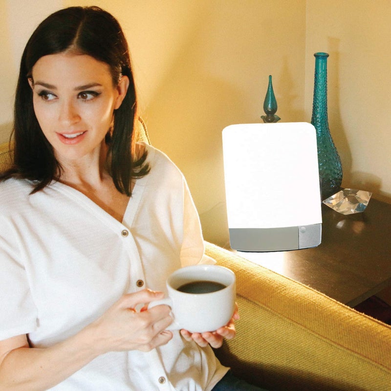 Carex Sunlite Bright Light Therapy Lamp, 10000 LUX Therapy Lamp at 10 Inches, LED Bright White Light with Adjustable Height and Brightness Levels for Mood, Portable for Travel or Small Spaces, Silver - Image 3