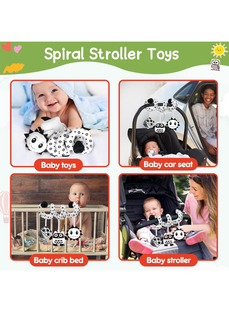 Baby Spiral Hanging Stroller and Car Seat Toys Black and White High Contrast Sensory Toy Newborn Plush Activity Toys Thank You Gifts for 0 3 6 9 12 Months Girls Boys  - Image 5