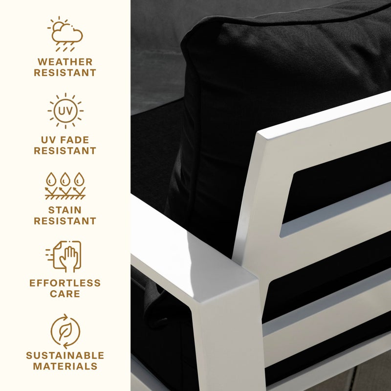 Honeycomb Outdoor Heritage Deep Seat, 24 x 23, Cabana Stripe Black and Ivory Chair Cushion with Removable Cover, for Patio Furniture - Image 5