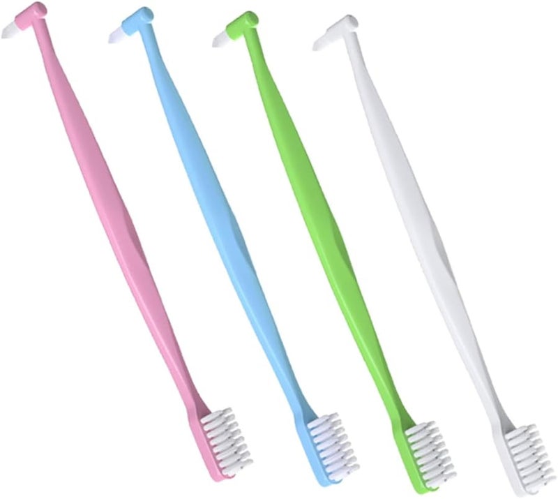 4 قطع فرشاة أسنان مزدوجة الرأس لتقويم الأسنان، مجموعة فرشاة سفر مدمجة - Image 1