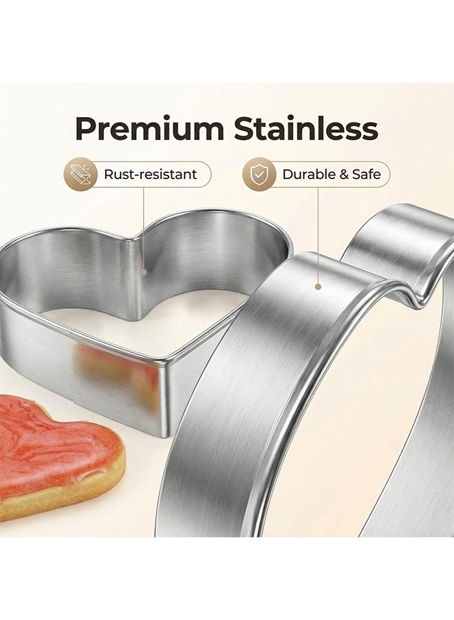 5PCS Stainless Steel Heart Cookie Cutters Set, Heart Shaped Biscuit Cutters Baking Tools for Valentine's Day Birthday Wedding Holiday Party DIY - Image 4