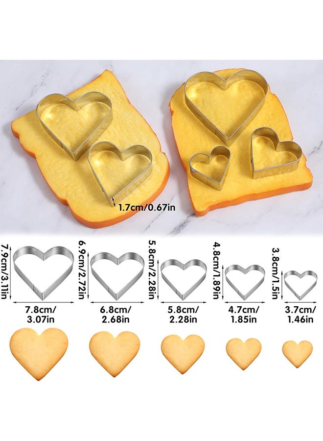 5PCS Stainless Steel Heart Cookie Cutters Set, Heart Shaped Biscuit Cutters Baking Tools for Valentine's Day Birthday Wedding Holiday Party DIY - Image 2