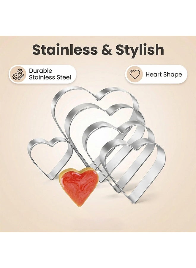 5PCS Stainless Steel Heart Cookie Cutters Set, Heart Shaped Biscuit Cutters Baking Tools for Valentine's Day Birthday Wedding Holiday Party DIY - Image 3