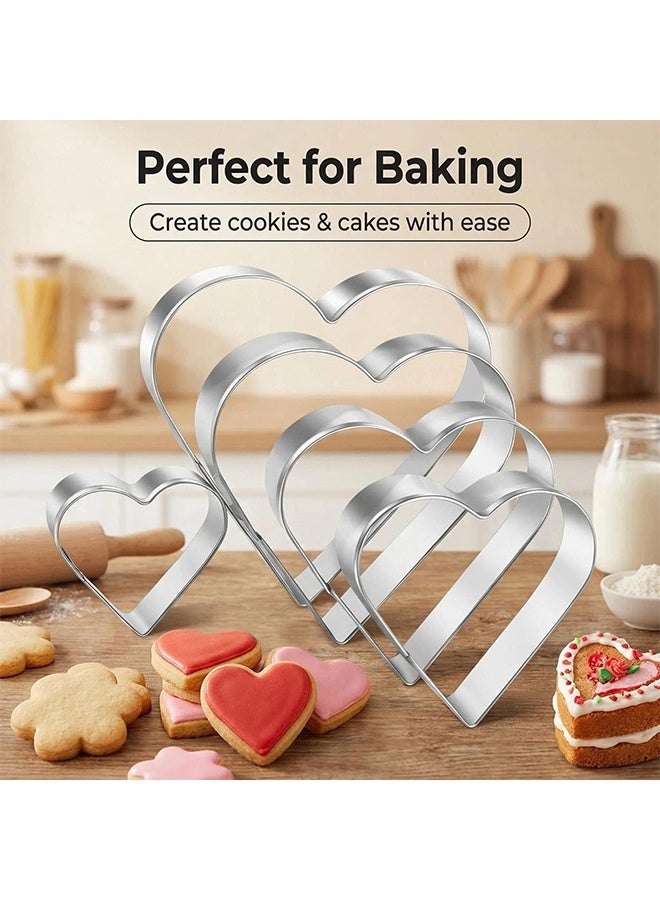 5PCS Stainless Steel Heart Cookie Cutters Set, Heart Shaped Biscuit Cutters Baking Tools for Valentine's Day Birthday Wedding Holiday Party DIY - Image 5