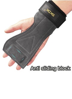 SKDK Weight Lifting Gym Gloves Hand Protector Grips Hooks Workout Straps Leather Palm Leather Padded Wrist Wraps Deadlifts  - Image 1
