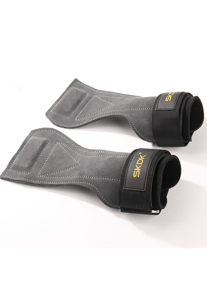 SKDK Weight Lifting Gym Gloves Hand Protector Grips Hooks Workout Straps Leather Palm Leather Padded Wrist Wraps Deadlifts  - Image 5