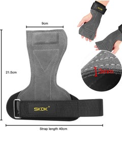 SKDK Weight Lifting Gym Gloves Hand Protector Grips Hooks Workout Straps Leather Palm Leather Padded Wrist Wraps Deadlifts  - Image 4