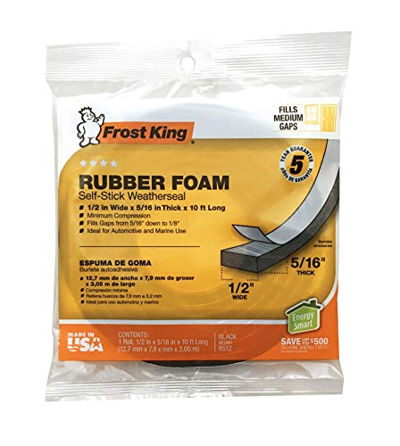 Frost King P Self-Stick Rubber Foam Weatherseal, 1/2" W, 5/16" T, 10 ft L, Black - Image 2